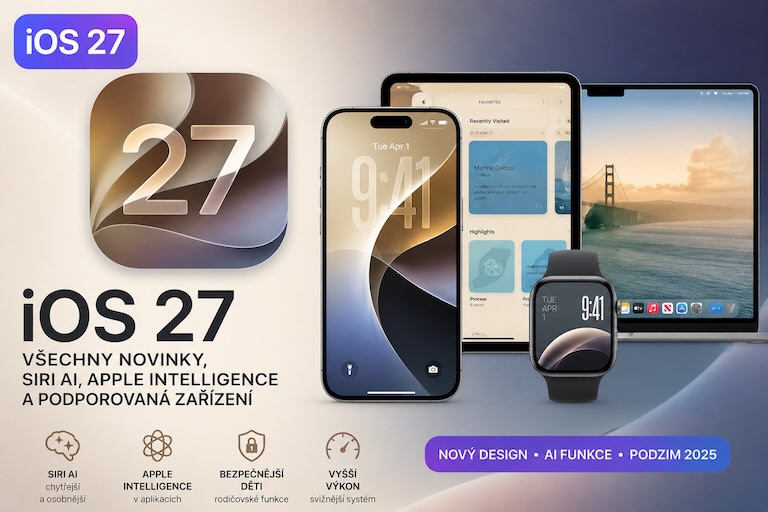 clanek iOS 27 nové funkce, Siri AI, Apple Intelligence a podporovaná zařízení velky detail